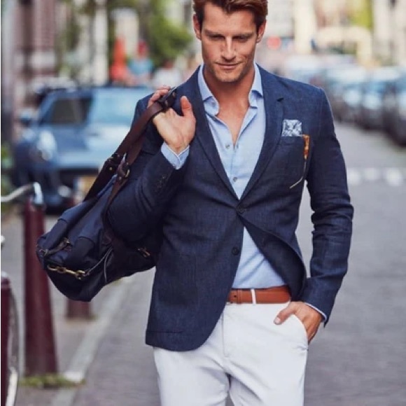 Stunning MEN'S NAVY BLUE PINTRIPE BLAZER SUIT JACKET - STATEMENTS - SIZE 44L - Picture 3 of 6